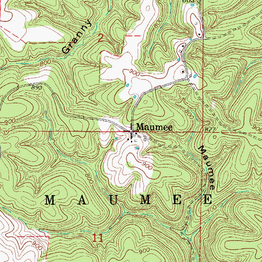 Topographic Map of Maumee, AR