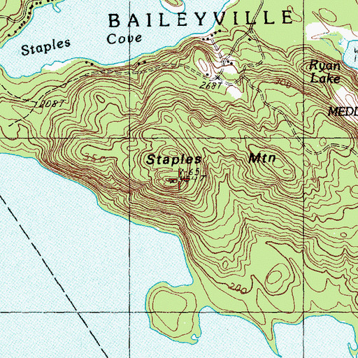 Topographic Map of Staples Mountain, ME