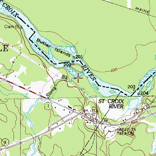 Topographic Map of Stony Brook, ME