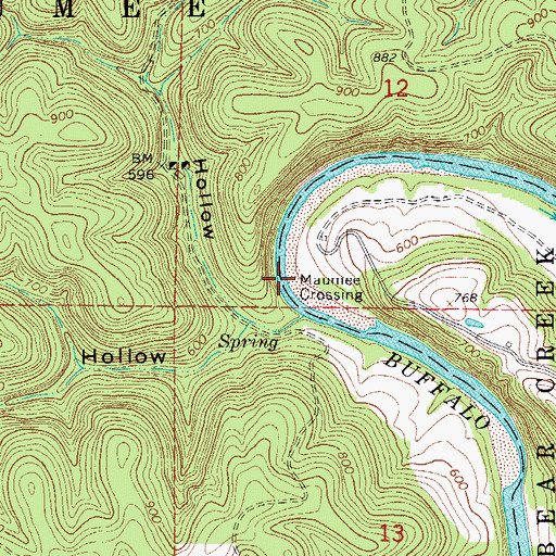 Topographic Map of Maumee Crossing, AR