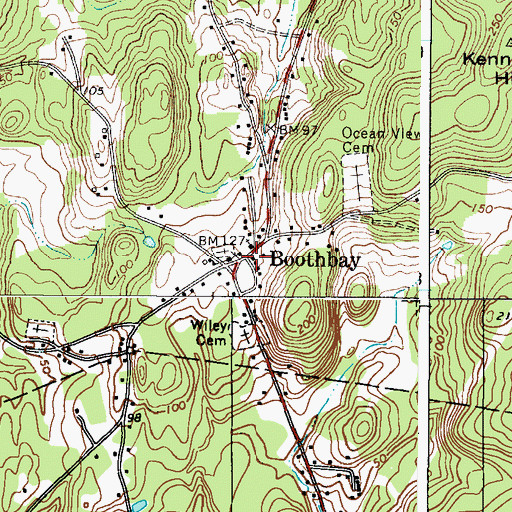 Topographic Map of Boothbay, ME