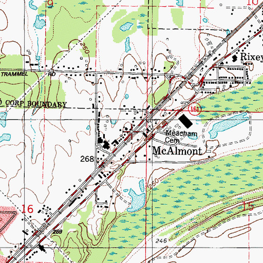 Topographic Map of McAlmont, AR