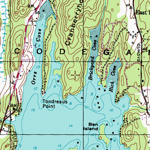 Topographic Map of Sebascodegan Island, ME