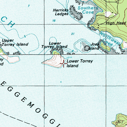 Topographic Map of Lower Torrey Island, ME