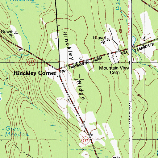 Topographic Map of Hinckley Ridge, ME