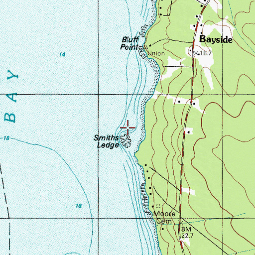 Topographic Map of Smiths Ledge, ME