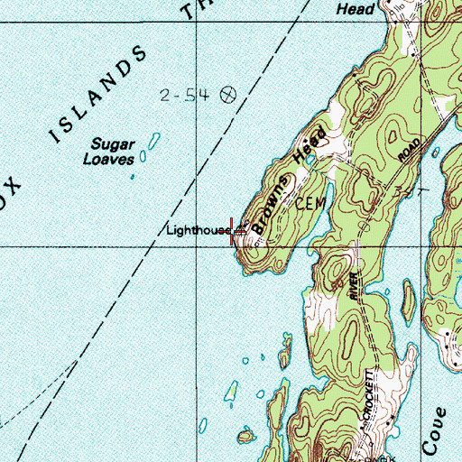 Topographic Map of Browns Head, ME