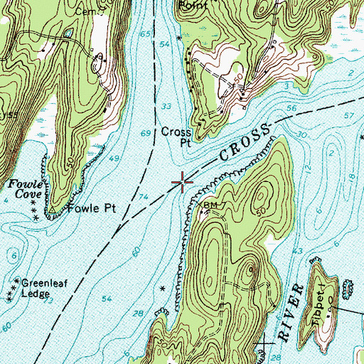 Topographic Map of Cross River, ME