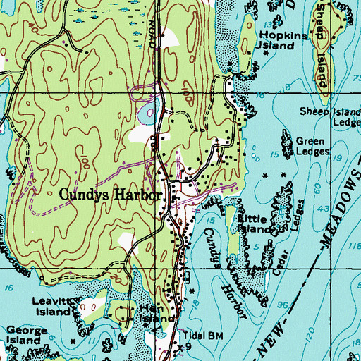 Topographic Map of Cundys Harbor, ME