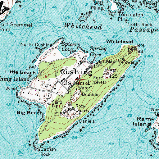 Topographic Map of Cushing Island, ME