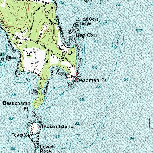 Topographic Map of Deadman Point, ME
