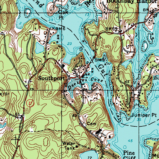 Topographic Map of Deckers Cove, ME
