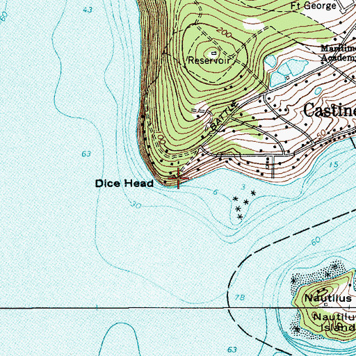 Topographic Map of Dice Head, ME
