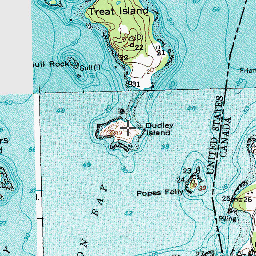 Topographic Map of Dudley Island, ME