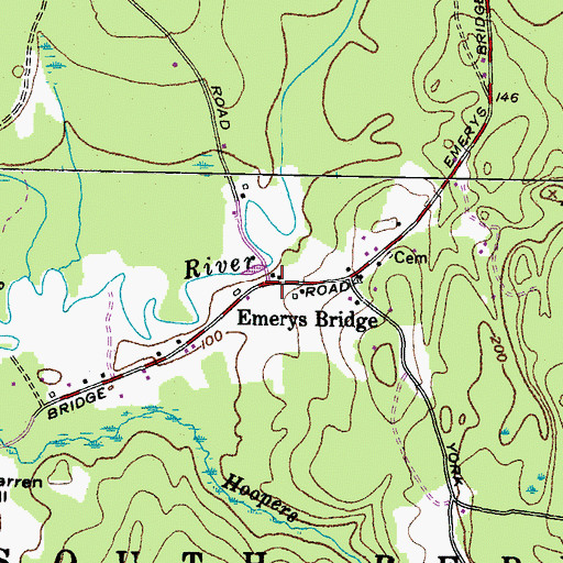 Topographic Map of Emerys Bridge, ME