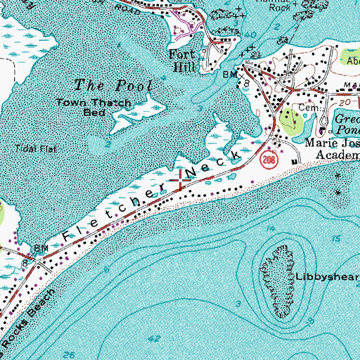 Topographic Map of Fletcher Neck, ME