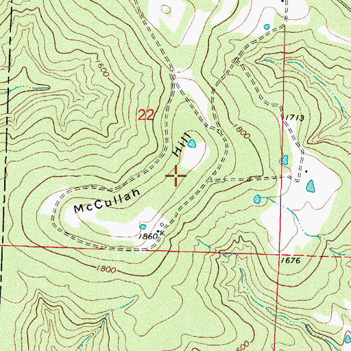 Topographic Map of McCullah Hill, AR