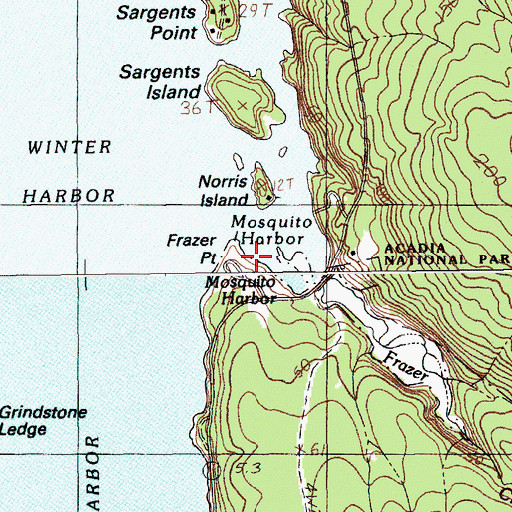 Topographic Map of Frazer Point, ME