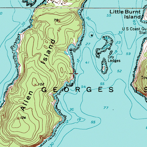 Topographic Map of Georges Islands, ME