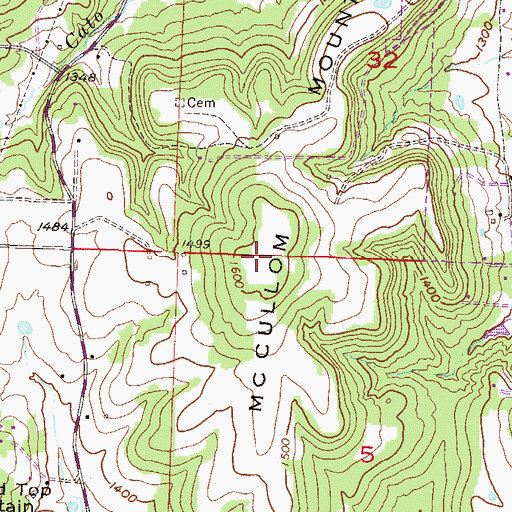 Topographic Map of McCullom Mountain, AR