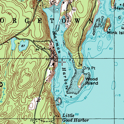Topographic Map of Harmon Harbor, ME