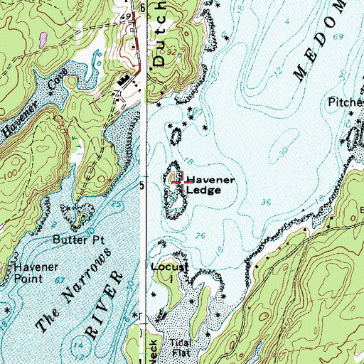 Topographic Map of Havener Ledge, ME