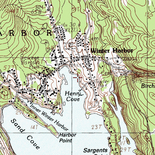 Topographic Map of Henry Cove, ME