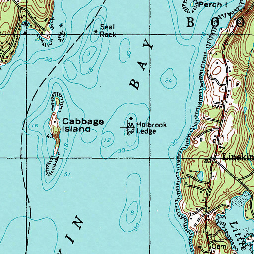 Topographic Map of Holbrook Ledge, ME