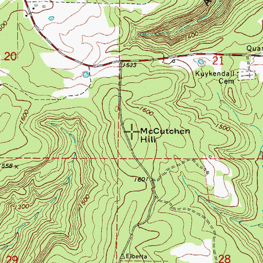 Topographic Map of McCutchen Hill, AR