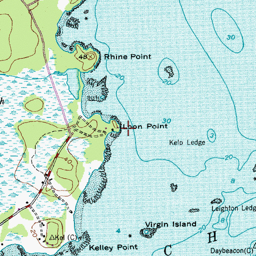 Topographic Map of Loon Point, ME