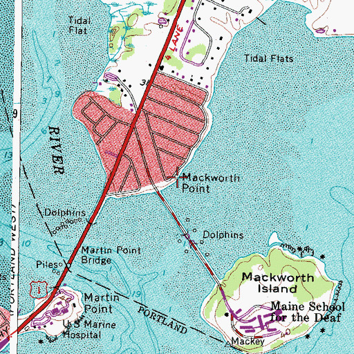 Topographic Map of Mackworth Point, ME