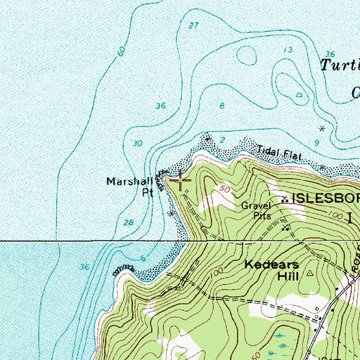 Topographic Map of Marshall Point, ME