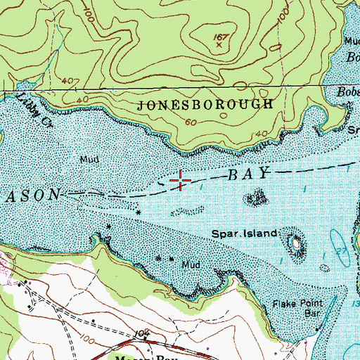 Topographic Map of Mason Bay, ME