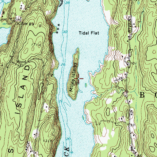 Topographic Map of Miles Island, ME