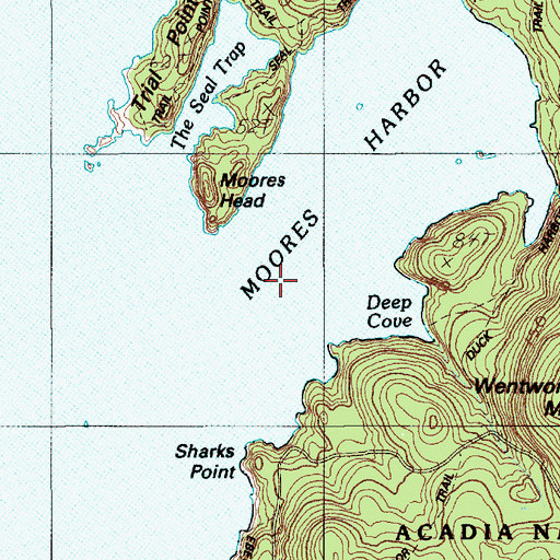 Topographic Map of Moores Harbor, ME