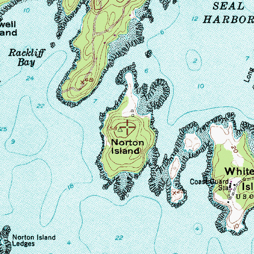 Topographic Map of Norton Island, ME