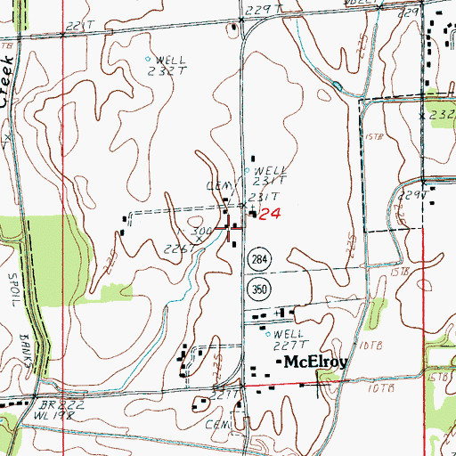 Topographic Map of McElroy, AR