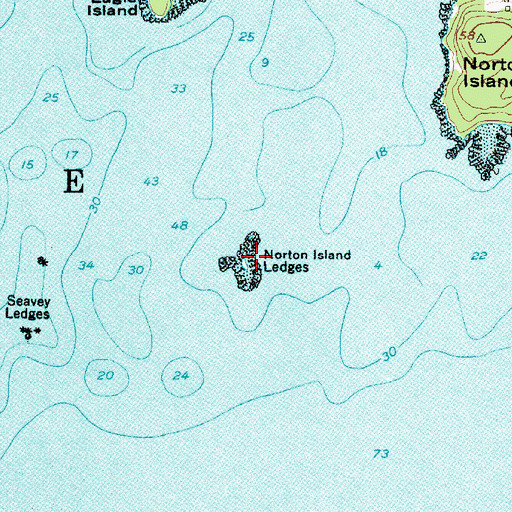 Topographic Map of Norton Island Ledges, ME