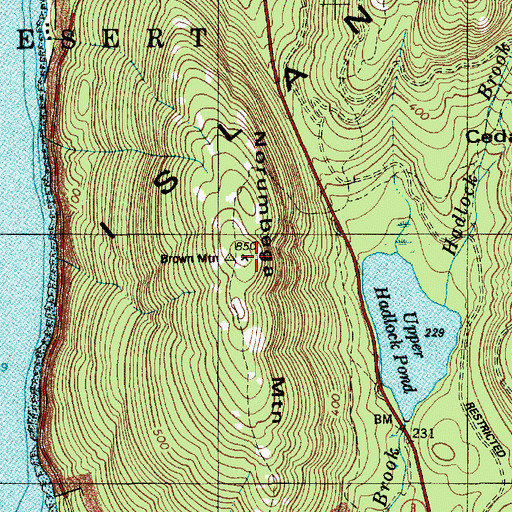 Topographic Map of Norumbega Mountain, ME