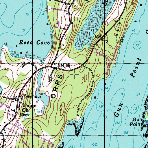 Topographic Map of Orrs Island, ME