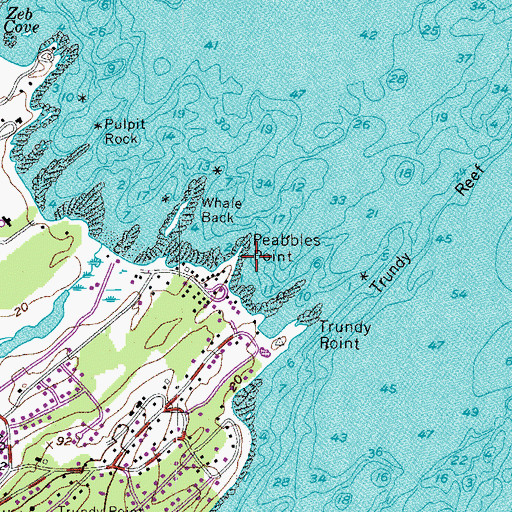 Topographic Map of Peabbles Point, ME