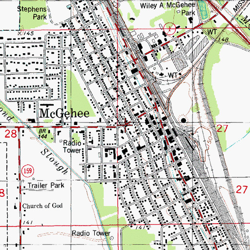 Topographic Map of McGehee, AR