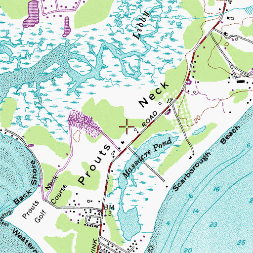 Topographic Map of Prouts Neck, ME