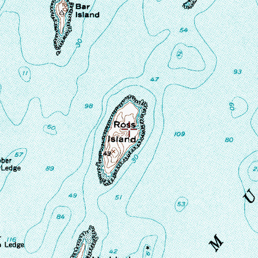 Topographic Map of Ross Island, ME