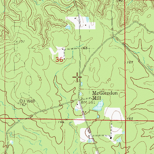 Topographic Map of McGlendon Mill, AR