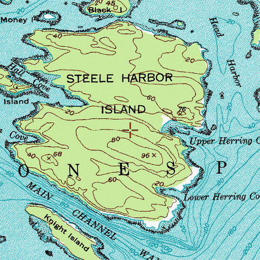 Topographic Map of Steele Harbor Island, ME