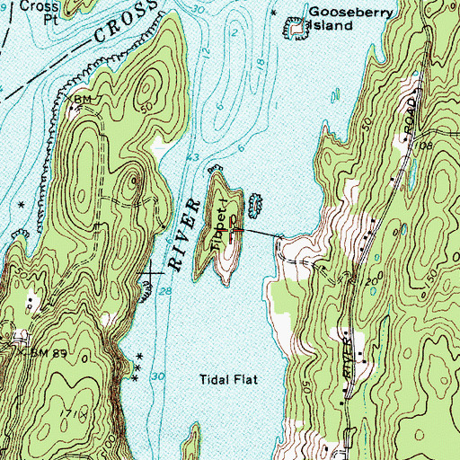 Topographic Map of Tibbet Island, ME