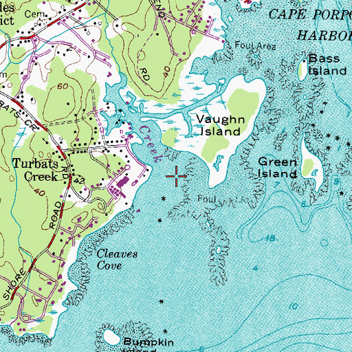 Topographic Map of Turbats Creek, ME