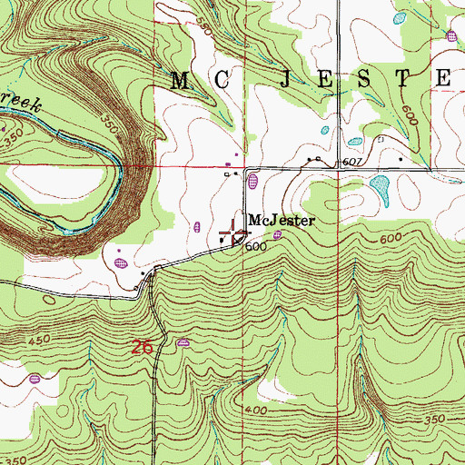 Topographic Map of McJester, AR