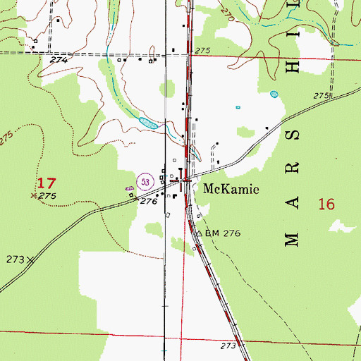 Topographic Map of McKamie, AR